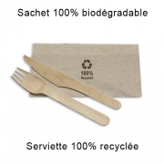 Kit Couvert biodégradable en bois 3 en 1