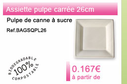 Assiettes carrée en pulpe de canne à sucre