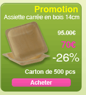 -26% sur les assiettes en bois carées 14cm