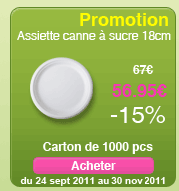 PROMOTION Assiette canne à sucre 18cm -15%