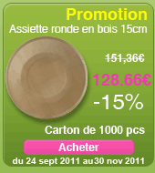 PROMOTION Assiette bois 15cm -15%