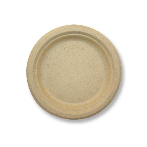 Assiette pulpe ronde 18 cm biodégradable et compostable en canne à sucre naturelle – LSI Distribution