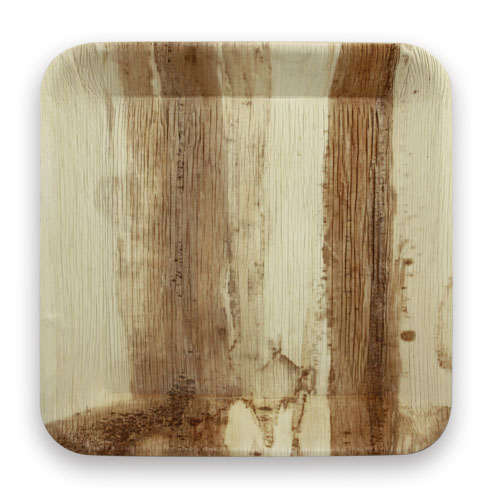 Assiette écologique en feuille de palmier 24 cm, rigide et biodégradable, idéale pour traiteurs et événements.