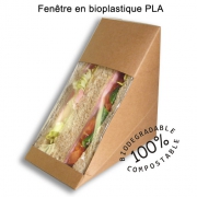 Boîte kraft triangle sandwich avec fenêtre bioplastique