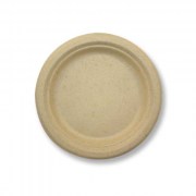 Assiette pulpe ronde 18 cm biodégradable et compostable en canne à sucre naturelle – LSI Distribution