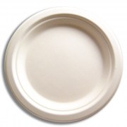 Assiette pulpe ronde 23 cm biodégradable, rigide et compostable en canne à sucre naturelle –LSI Distribution